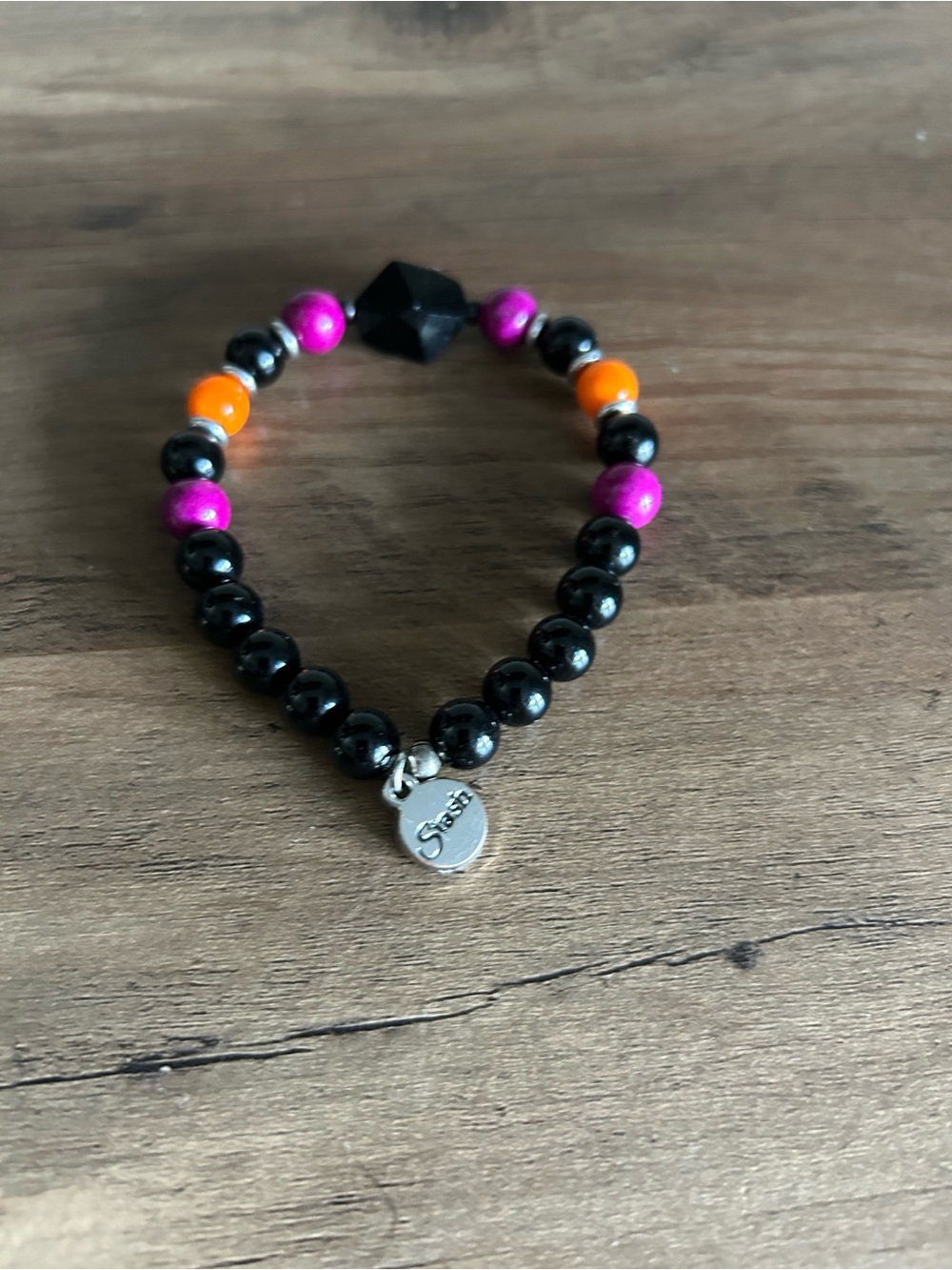 Stash Halloween Stretch Beaded Bracelet with Pink, Orange & Black Accents